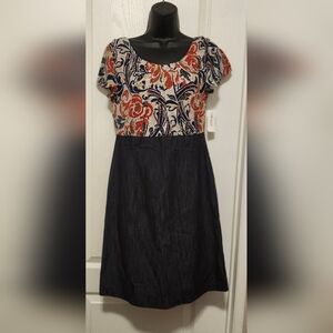 Dressbarn Navy and Red Floral Dress Size 6 NWT
